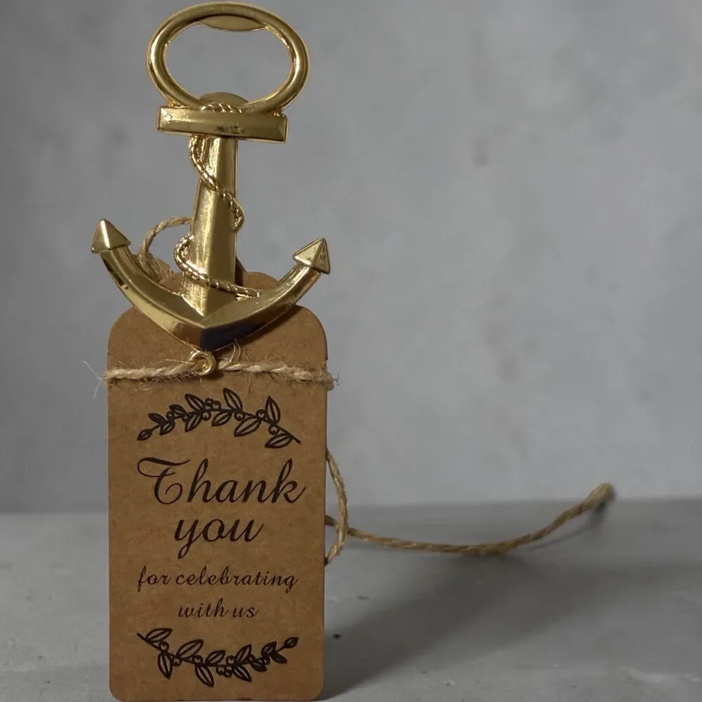 Gold Anchor Bottle Opener Wedding Favor – Nautical Thank You Party Gift
